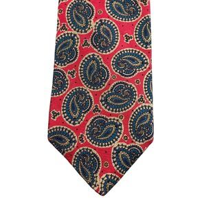 Briar Traditional Apparel Mens Paisley Silk Tie Red Blue Gold Made in USA Italy